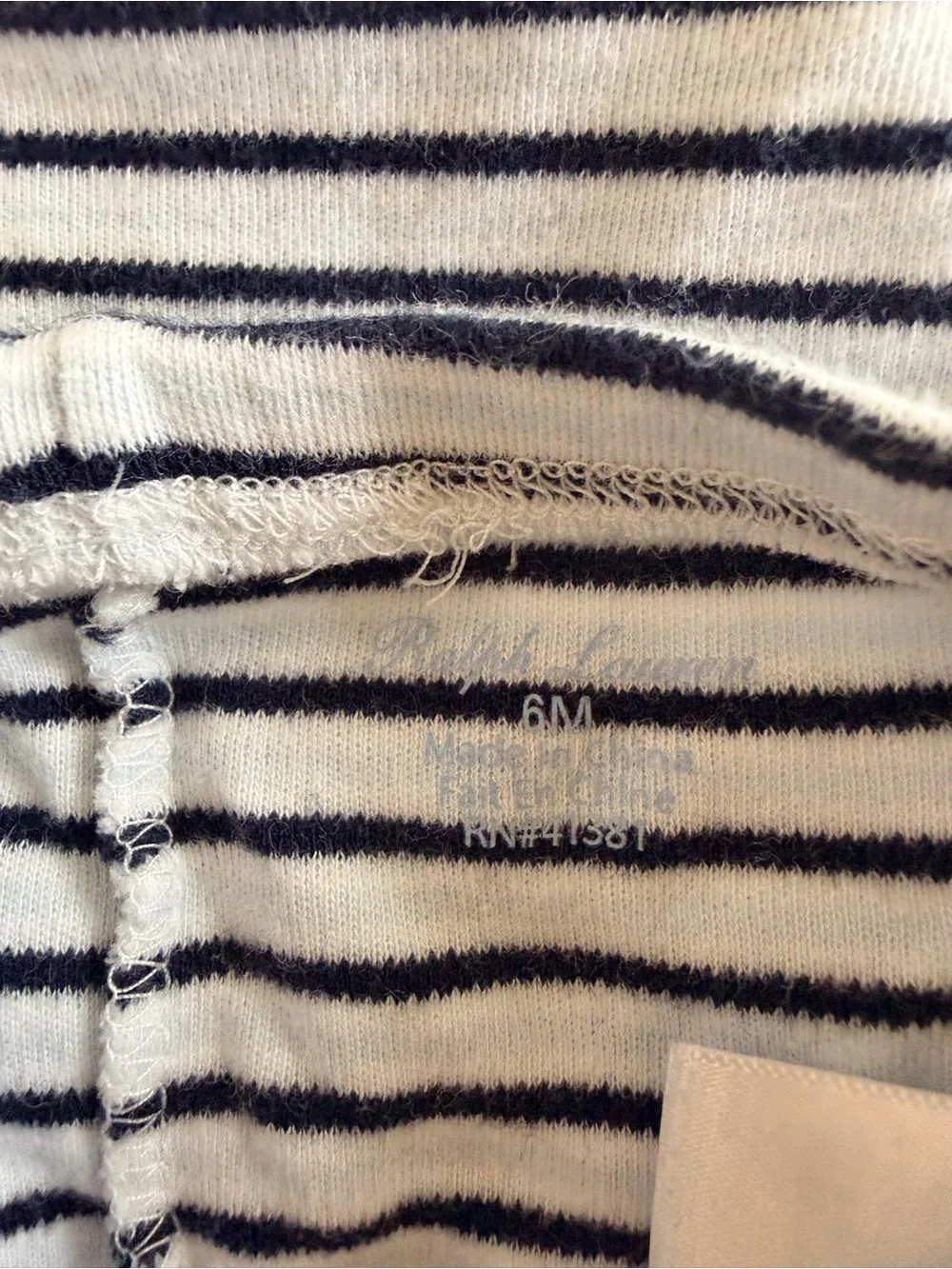 Ralph Lauren White and Black Striped Baby kimono style Footie Set 6 month